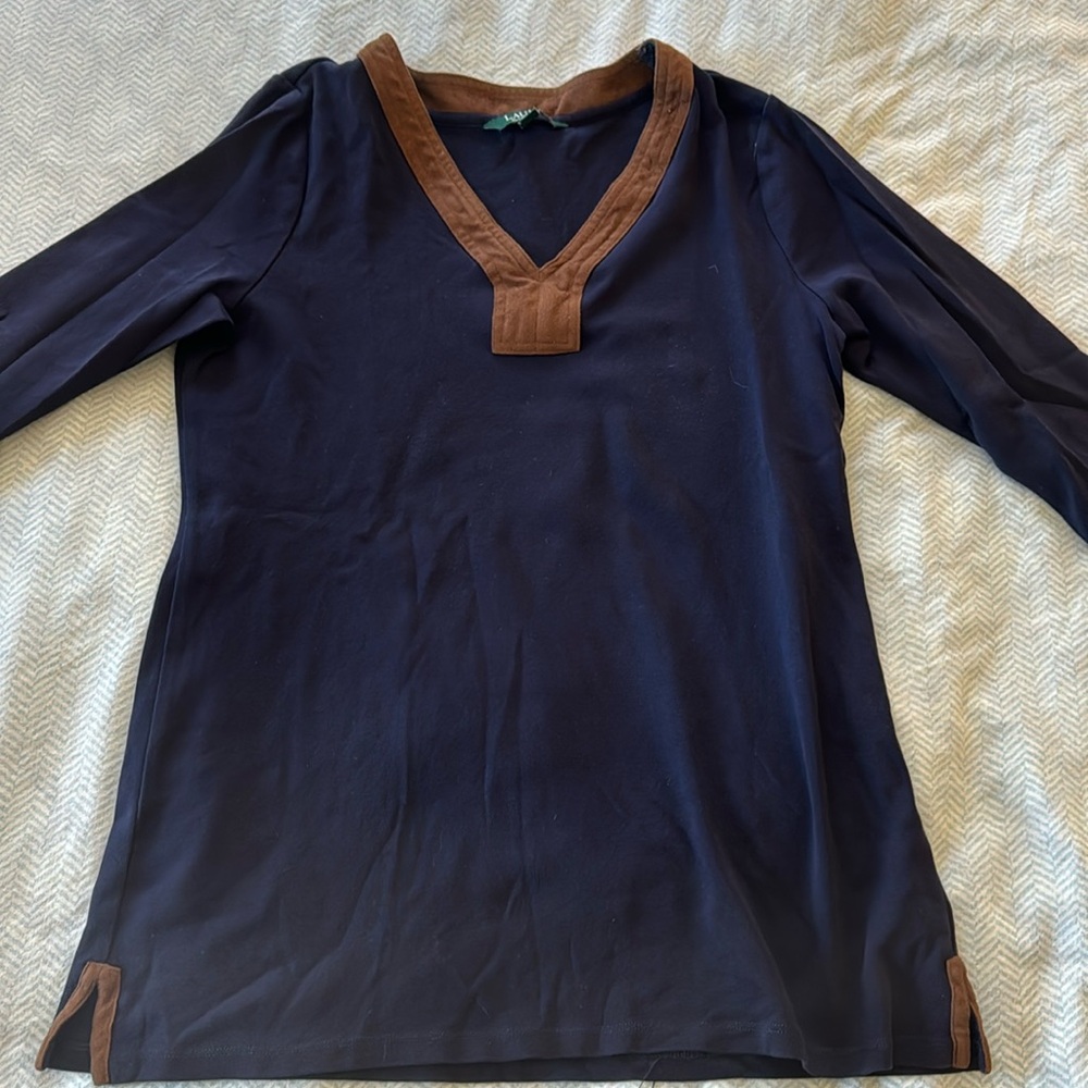 Ralph Lauren tunic with faux suede neck line